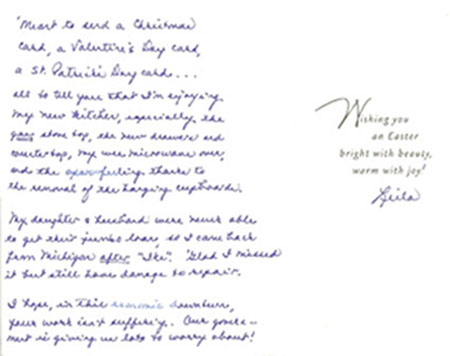 Houston Memorial kitchen 2009 testimonial letter
