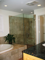 Houston Memorial bath with frameless glass shower