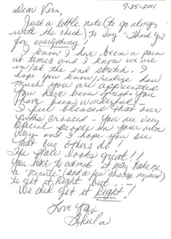 Houston Memorial townhome 2001 testimonial letter